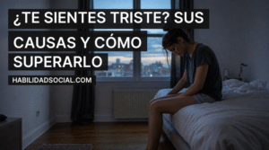 Me siento triste: mujer sentada al borde de la cama al anochecer
